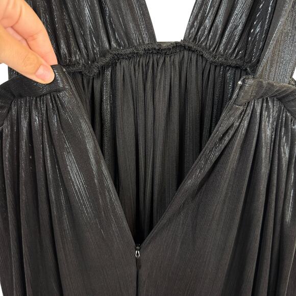 Bronx and Banco Goddess Metallic Side Slit Maxi Gown Evening Party Black Size M - Picture 6 of 12